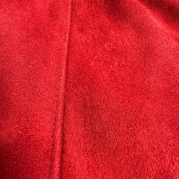 Novelti Petite for Lindor Women's Red Hooded Coat Faux Suede Size Medium - Picture 3 of 9